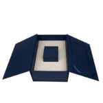 Luxury jewelry gift box set with touch paper outer box and leatherette flip-top ring box for engagement rings