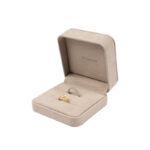 Microfiber double ring box with matching microfiber interior and two slots for engagement and wedding rings