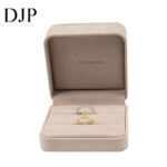 Microfiber double ring box with two slots for engagement and wedding rings