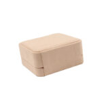 Microfiber square jewelry box with cuts designed to hold two necklace pendants.