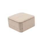 Microfiber double ring box with matching microfiber interior and two slots for engagement and wedding rings