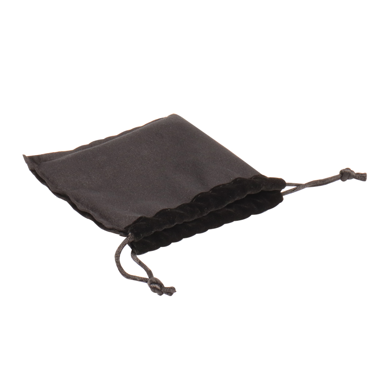 Black Velvet Jewelry Drawstring Pouch Black plush velvet jewelry pouch with drawstring for rings, necklaces, and gift packaging