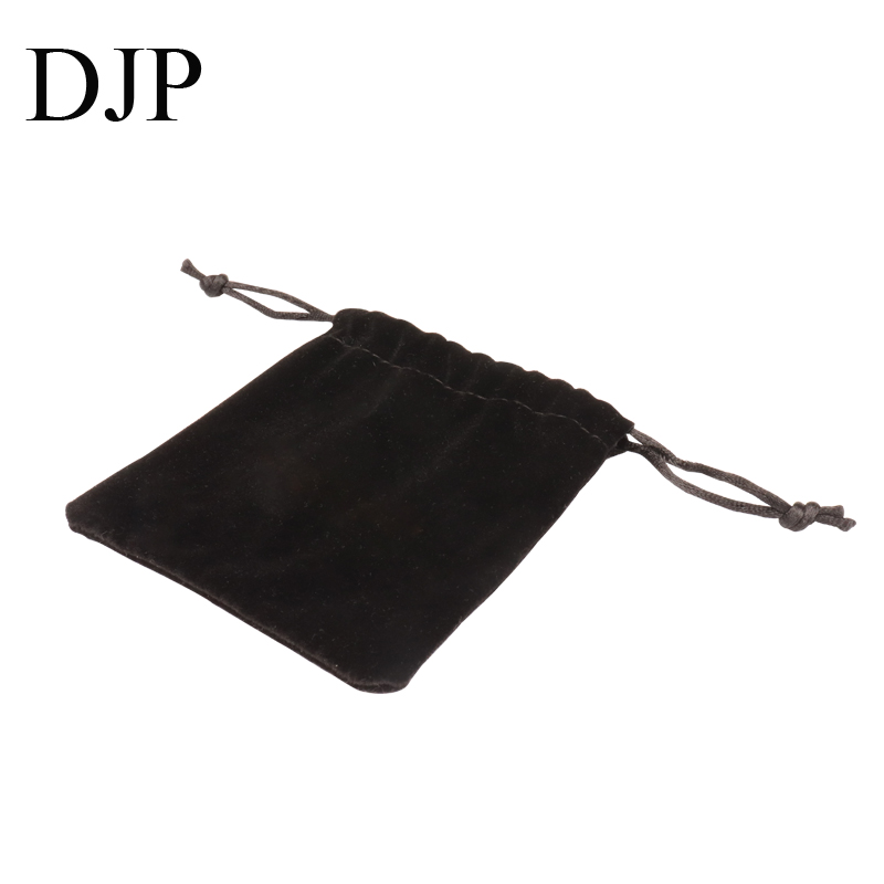 Black Velvet Drawstring Jewelry Pouch 10x10cm Black 10x10cm velvet drawstring pouch for jewelry storage